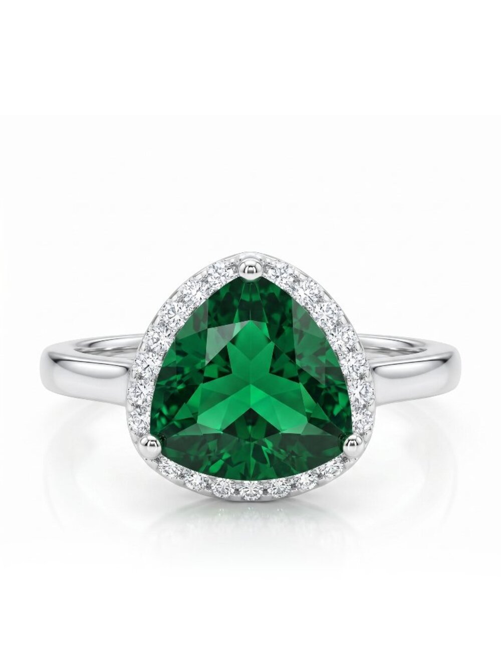 Emerald Green Trillion Gemstone Ring, real 925 Sterling Silver Charmed Aroma